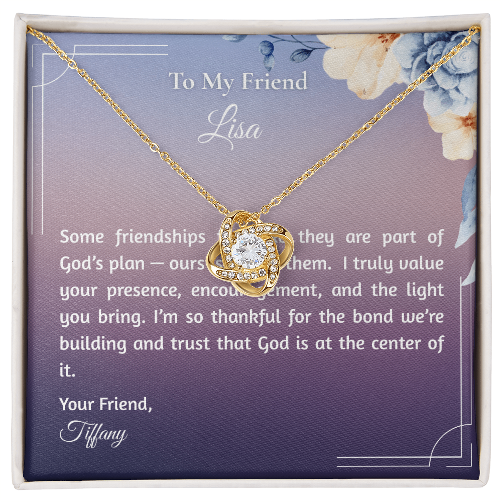 Friend Gift Love Bow Necklace and "God's Plan" Message Card - Christian Gifts