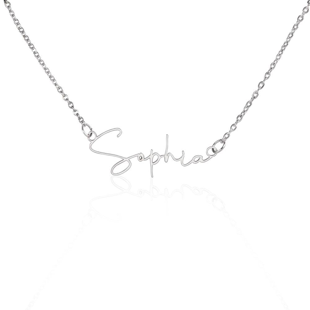 Signature Script Name Necklace -Stainless Steel or 18k Gold