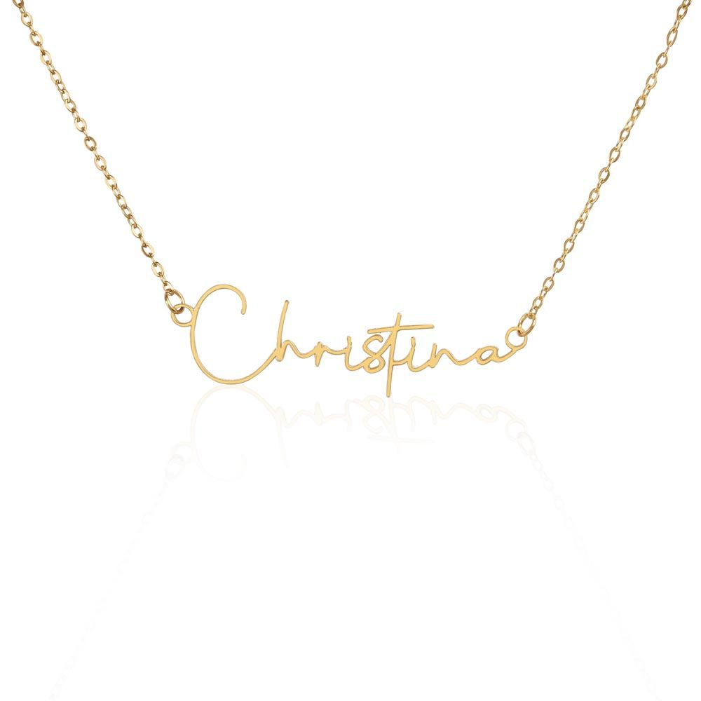 Signature Script Name Necklace -Stainless Steel or 18k Gold