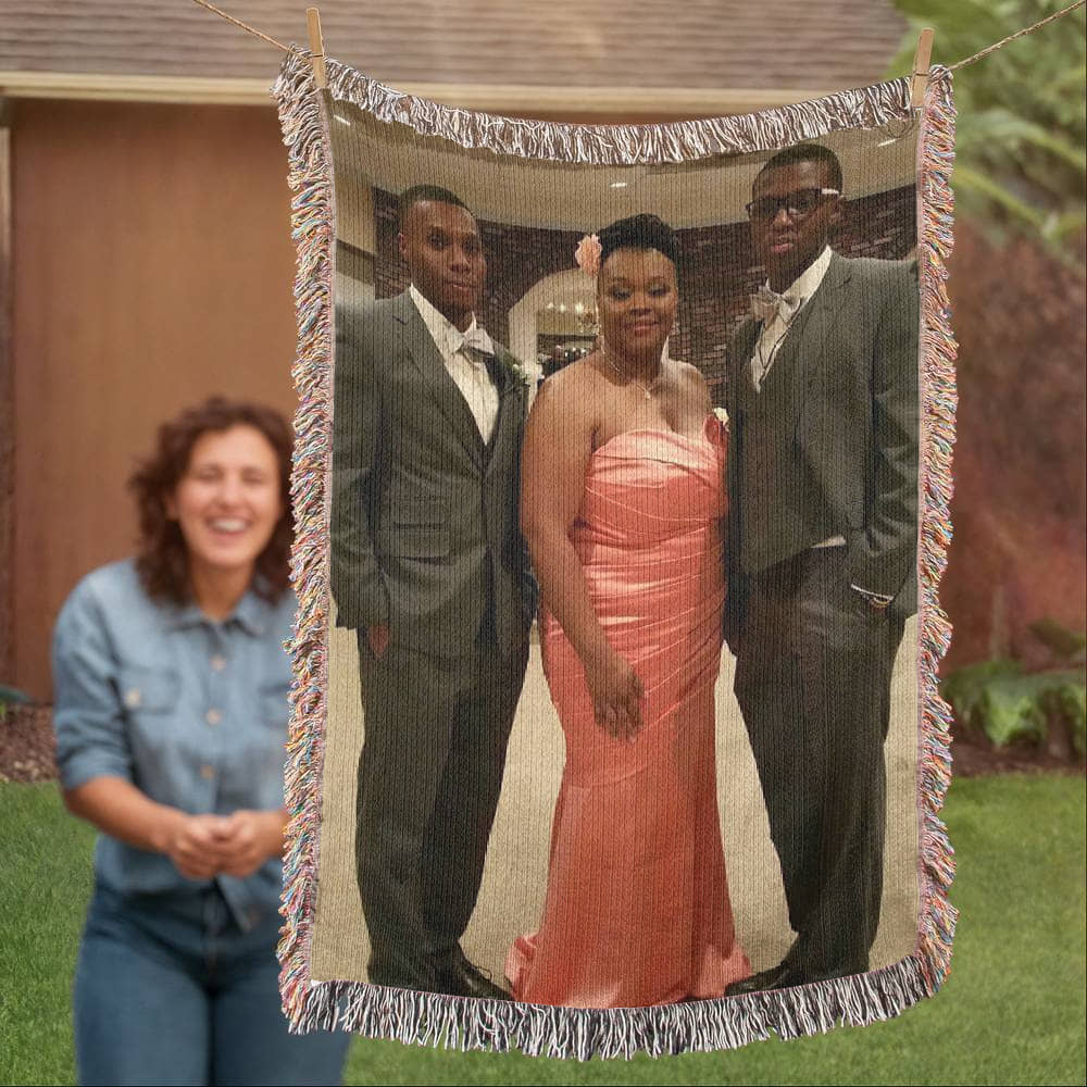 Personalized Woven Blanket - Vertical Photo