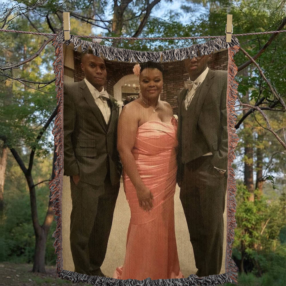 Personalized Woven Blanket - Vertical Photo