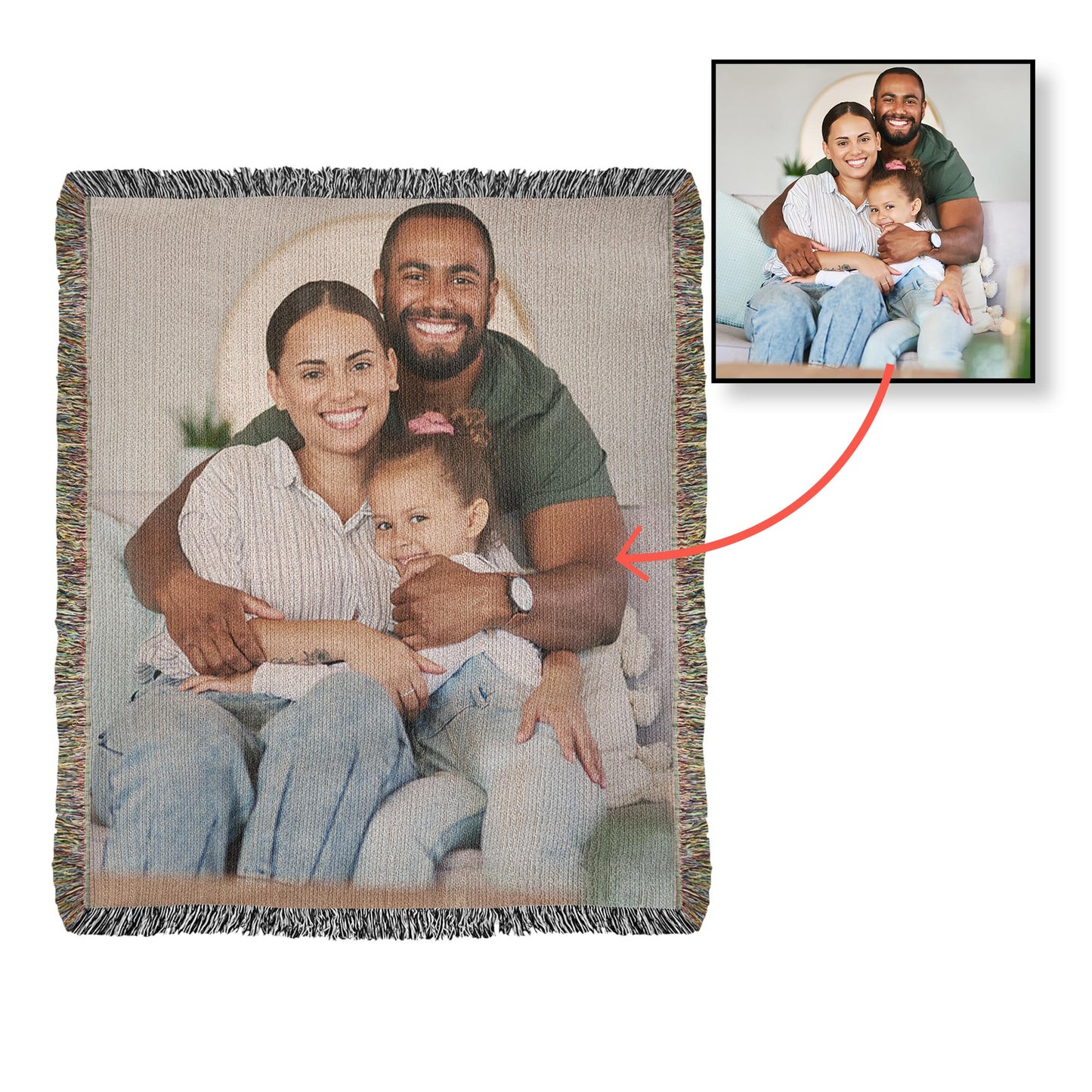 Personalized Woven Blanket - Vertical Photo