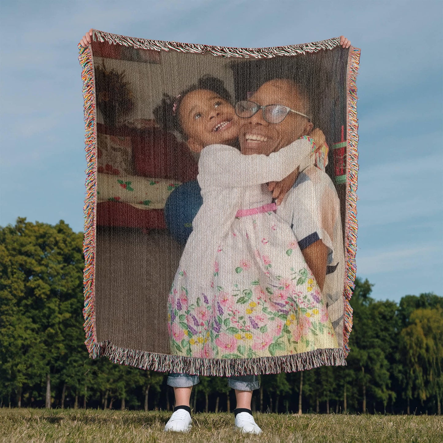 Personalized Woven Blanket - Vertical Photo