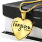 "Forgiven" Heart Shaped Pendant ~ 1 John 1:9