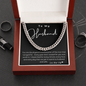 Husband gift Cuban Link Chain in mahogany giftbox