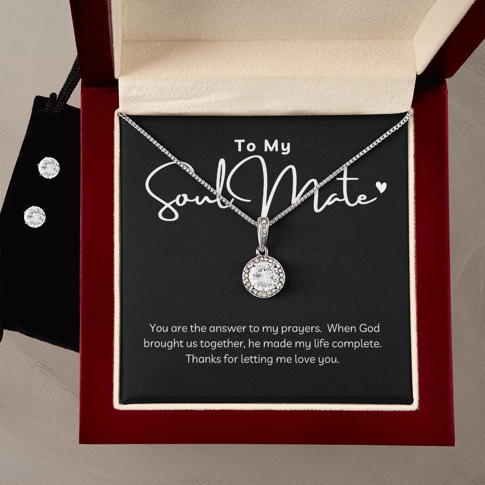 To My Soul Mate - Eternal Love Necklace and Earring Set - 14k Gold