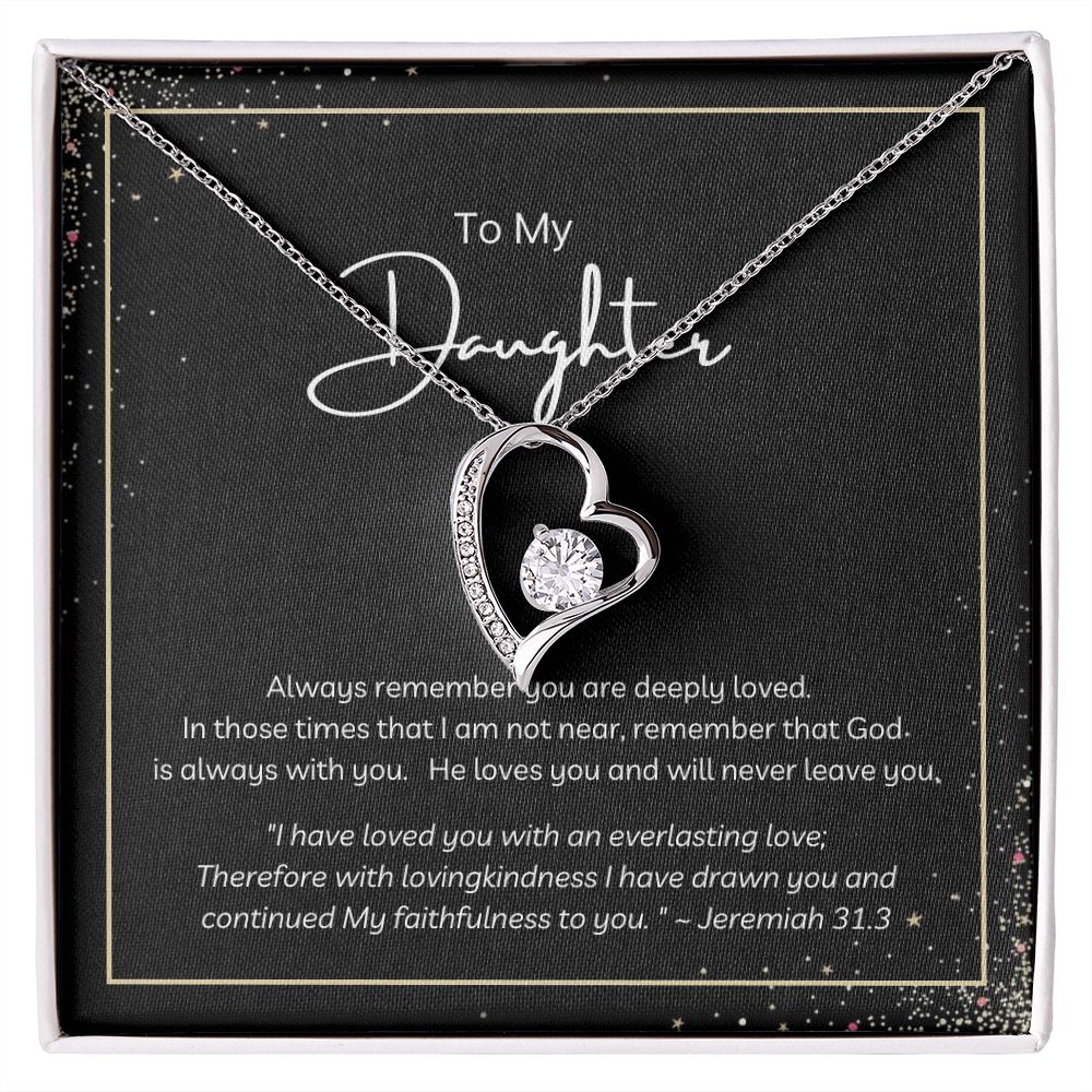 To My Daughter 14k White Gold Forever Love Pendant with Message Card