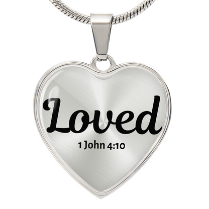 1 John 4:10 Scripture Necklace Pendant "Loved" - Christian Jewelry