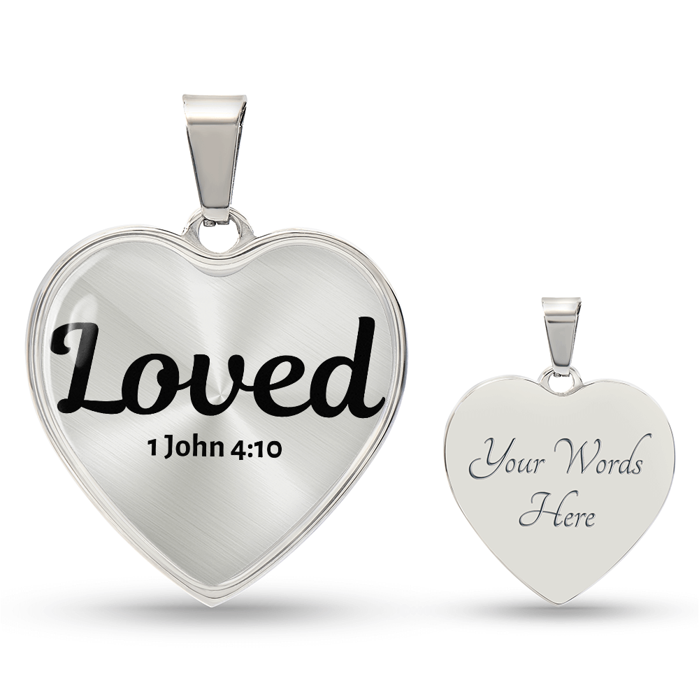 1 John 4:10 Scripture Necklace Pendant "Loved" - Christian Jewelry