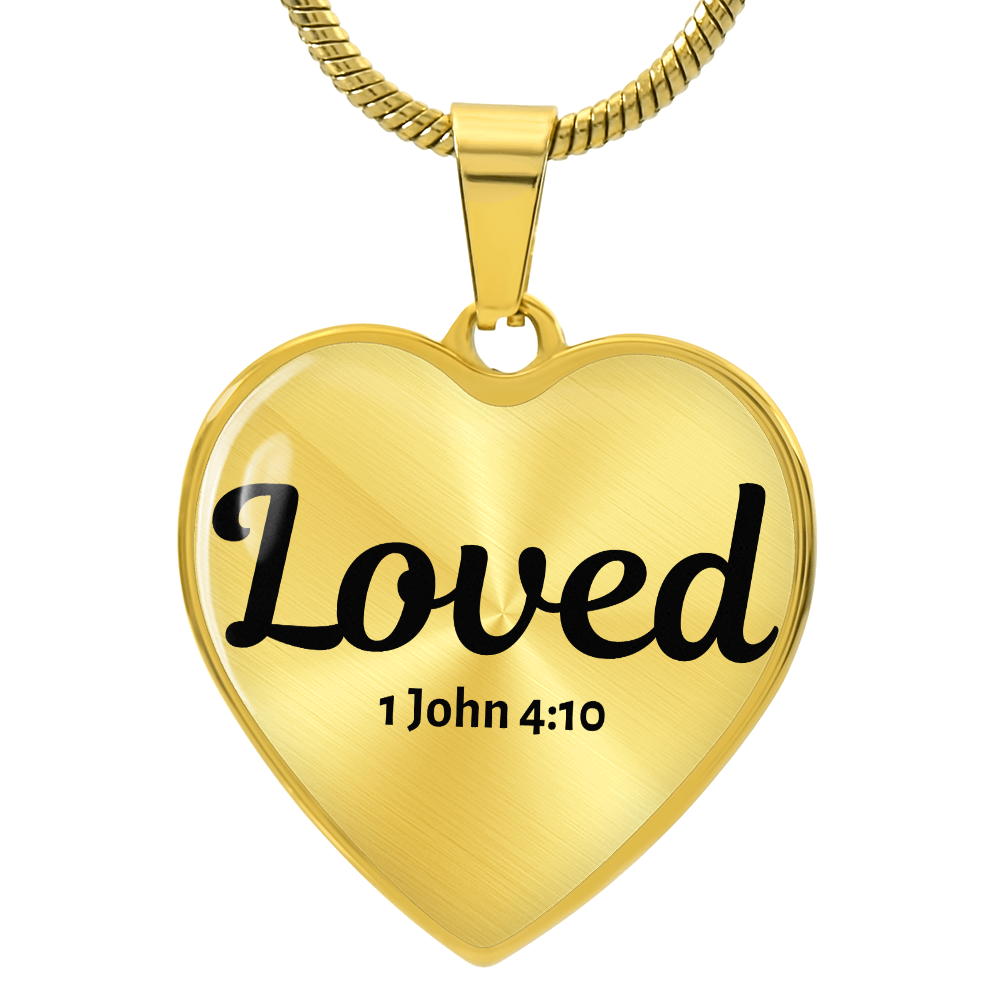 1 John 4:10 Scripture Necklace Pendant "Loved" - Christian Jewelry