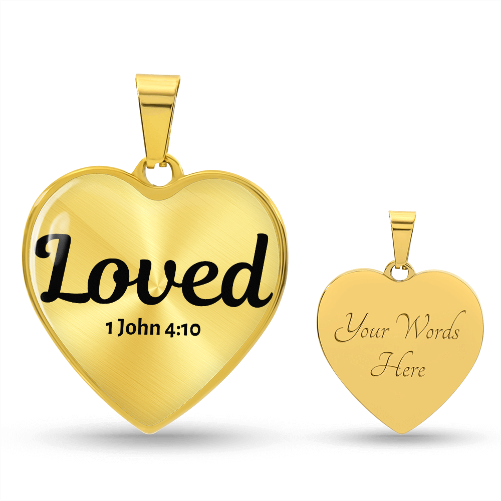1 John 4:10 Scripture Necklace Pendant "Loved" - Christian Jewelry