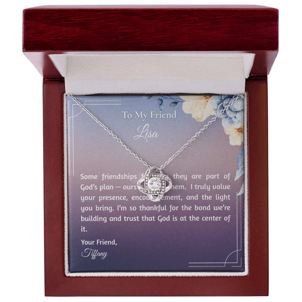 Friend Gift Love Bow Necklace and "God's Plan" Message Card - Christian Gifts