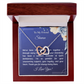 Customized Friend Gift Interlocked Hearts Pendant with "Supportive Friend" Message Card