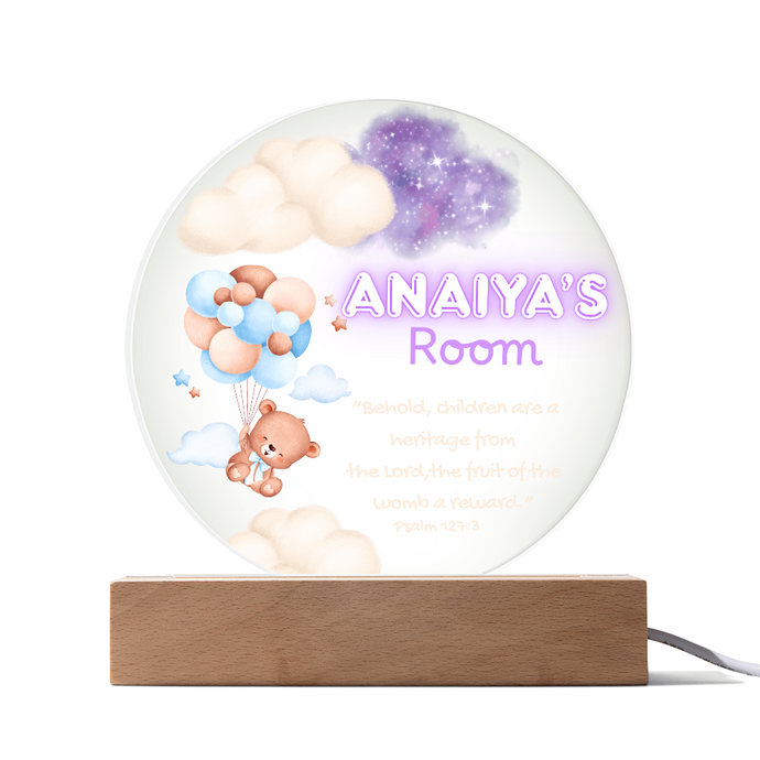 Personalized Nightlight for Kids - LED Light - Christian Gift Psalm 127:3
