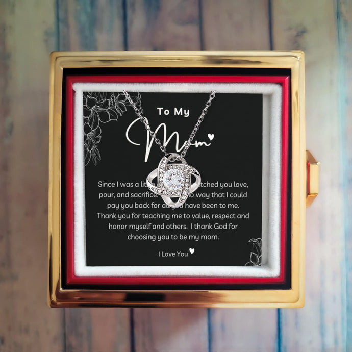 To my Mom - Christian Gift - Rotating Gift Box - Love Bow Pendant