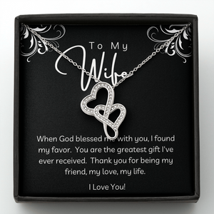 Gift for wife double heart necklace
