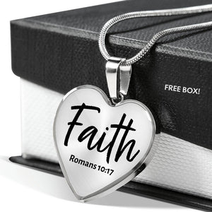 "Faith" Heart Shaped Pendant - Romans 10:17