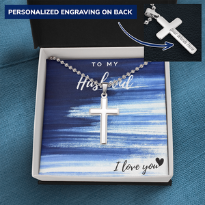 Engraved Cross with To My Husband card