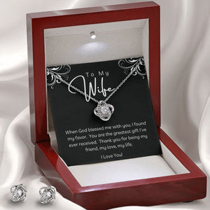 Love Bow Necklace and Earring Set - "To My Wife..."