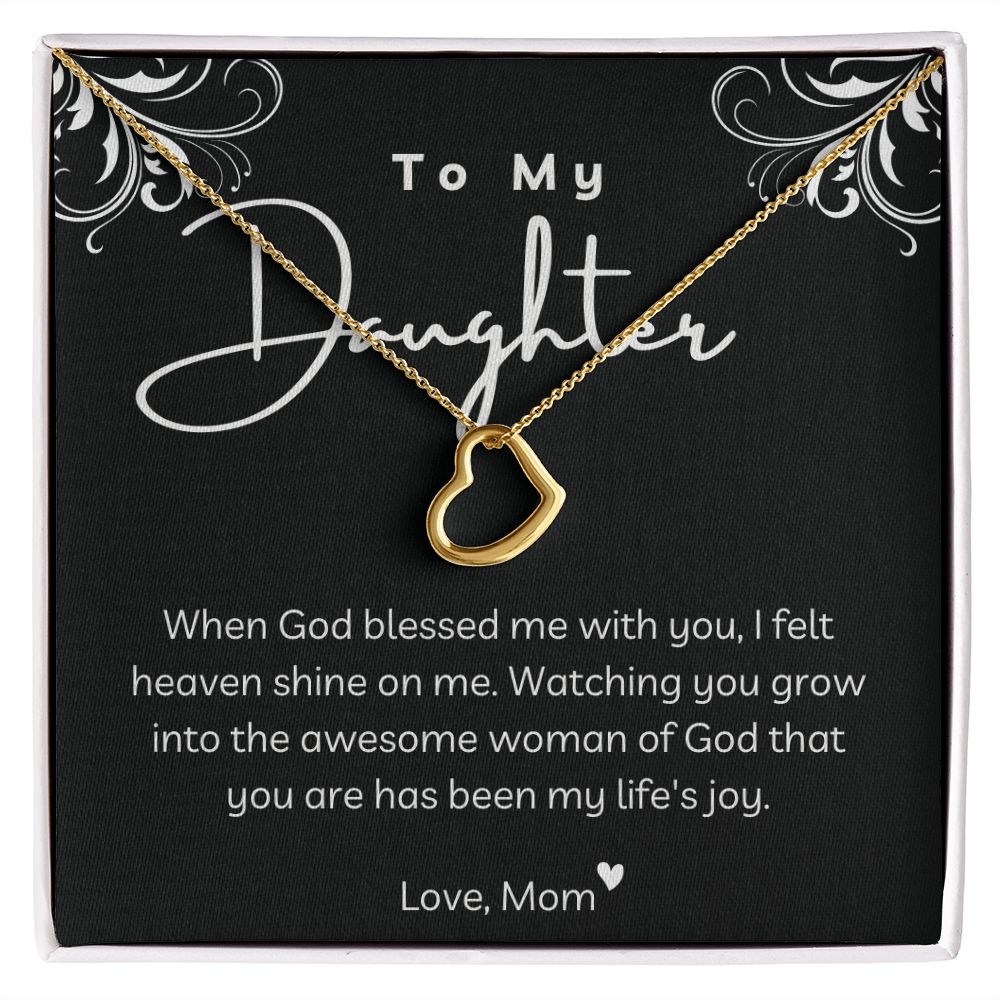 To My Daughter - Delicate Heart Pendant - 14k & 18k Gold