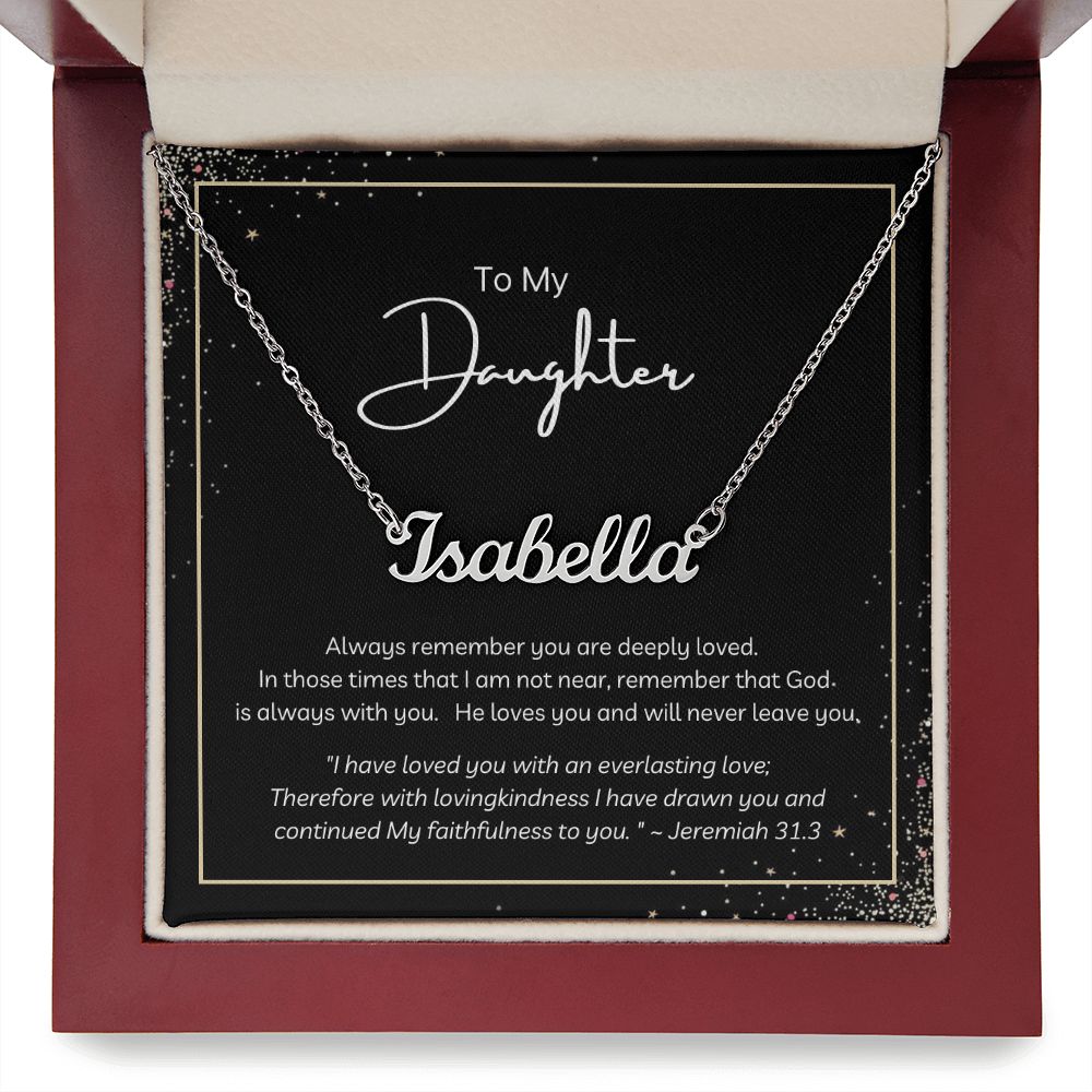 To My Daughter Customized Name Necklace on Christian Message Card